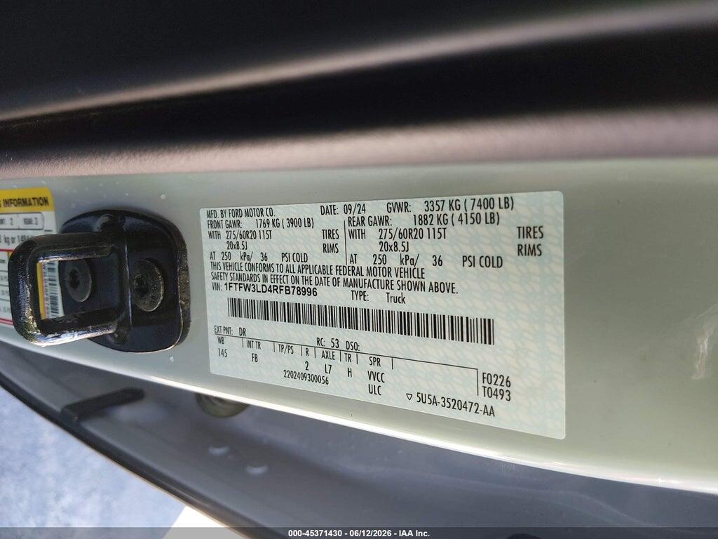 1FTFW3LD4RFB78996 2024 FORD F-150 photo no. 9