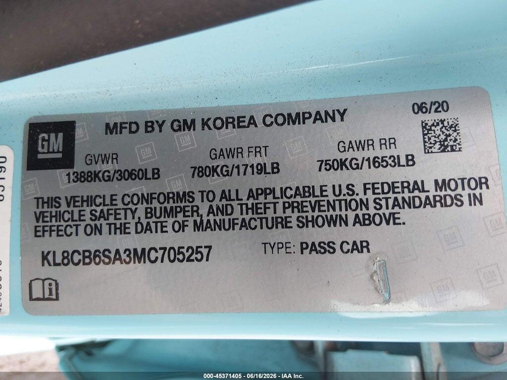 KL8CB6SA3MC705257 2021 CHEVROLET SPARK photo no. 9