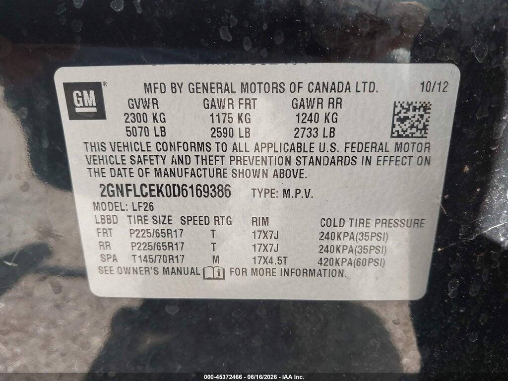 2GNFLCEK0D6169386 2013 CHEVROLET EQUINOX photo no. 9
