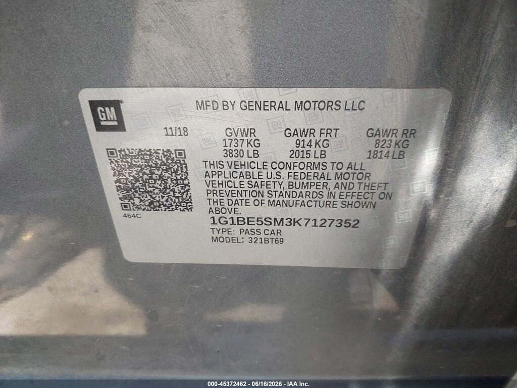 1G1BE5SM3K7127352 2019 CHEVROLET CRUZE photo no. 9