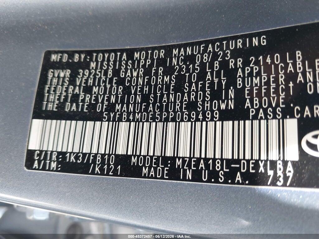 5YFB4MDE5PP069499 2023 TOYOTA COROLLA photo no. 9