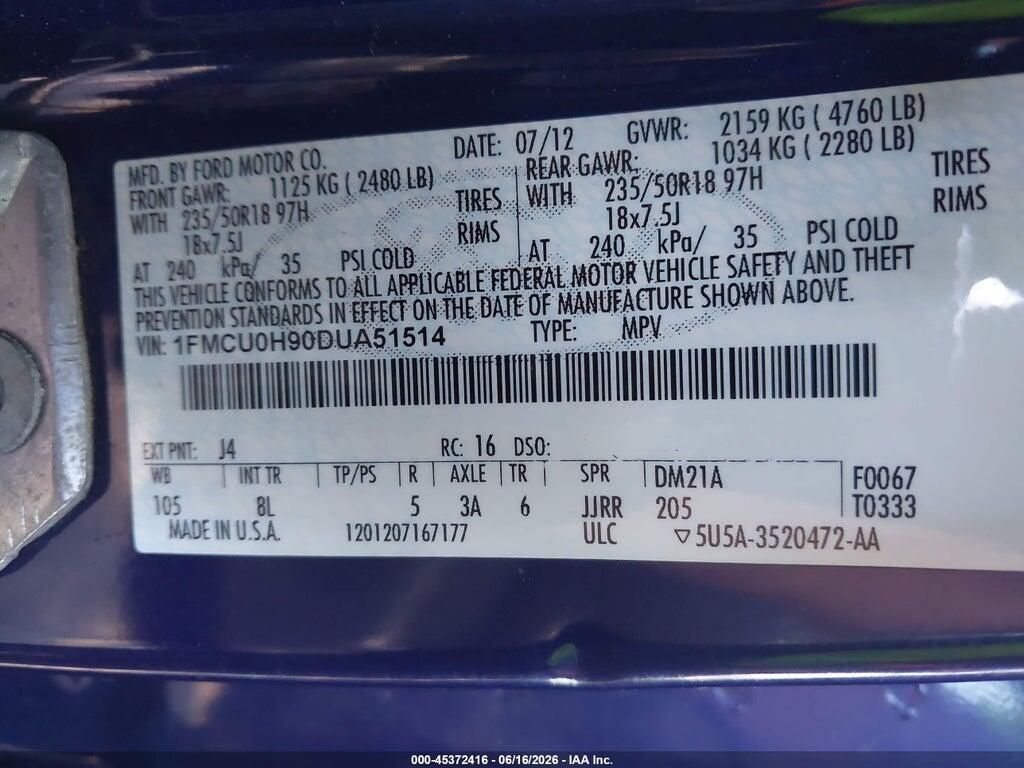 1FMCU0H90DUA51514 2013 FORD ESCAPE photo no. 9