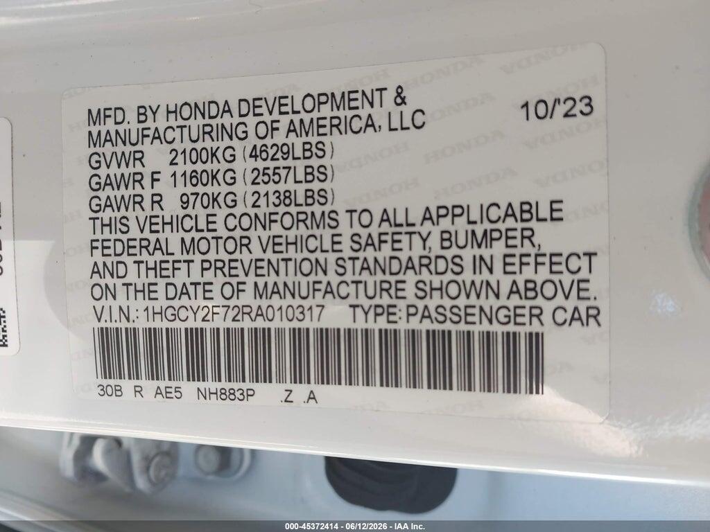 1HGCY2F72RA010317 2024 HONDA ACCORD HYBRID photo no. 9