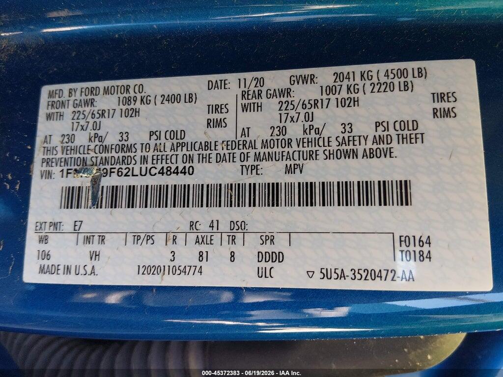 1FMCU9F62LUC48440 2020 FORD ESCAPE photo no. 9