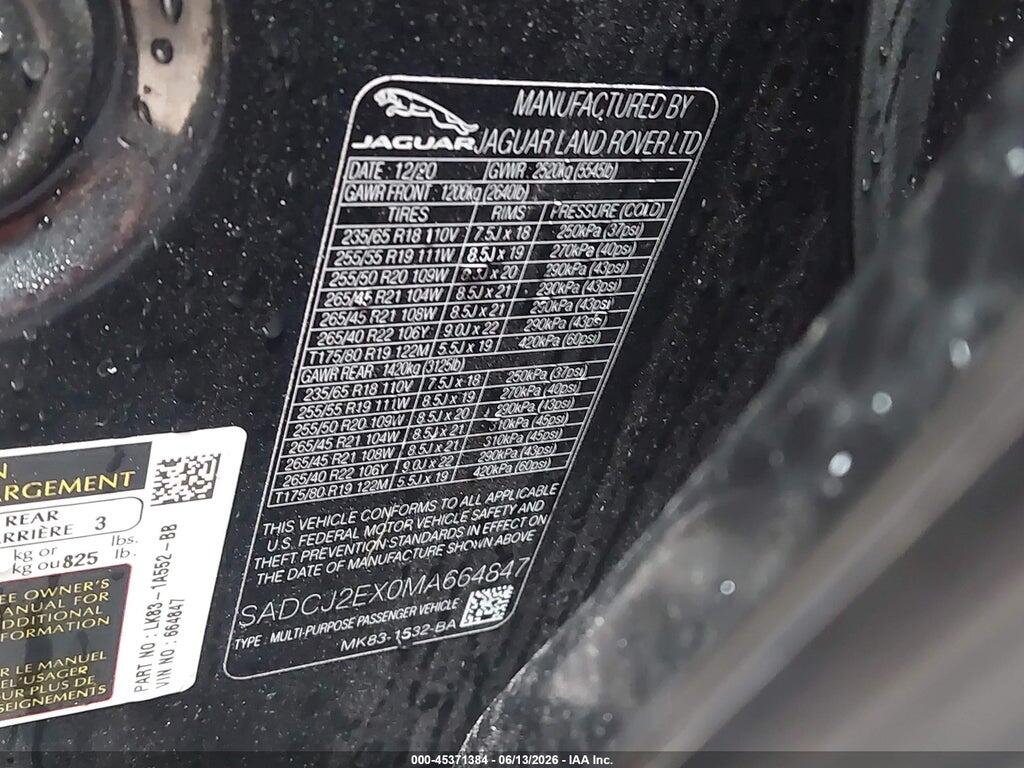 SADCJ2EX0MA664847 2021 JAGUAR F-PACE photo no. 9