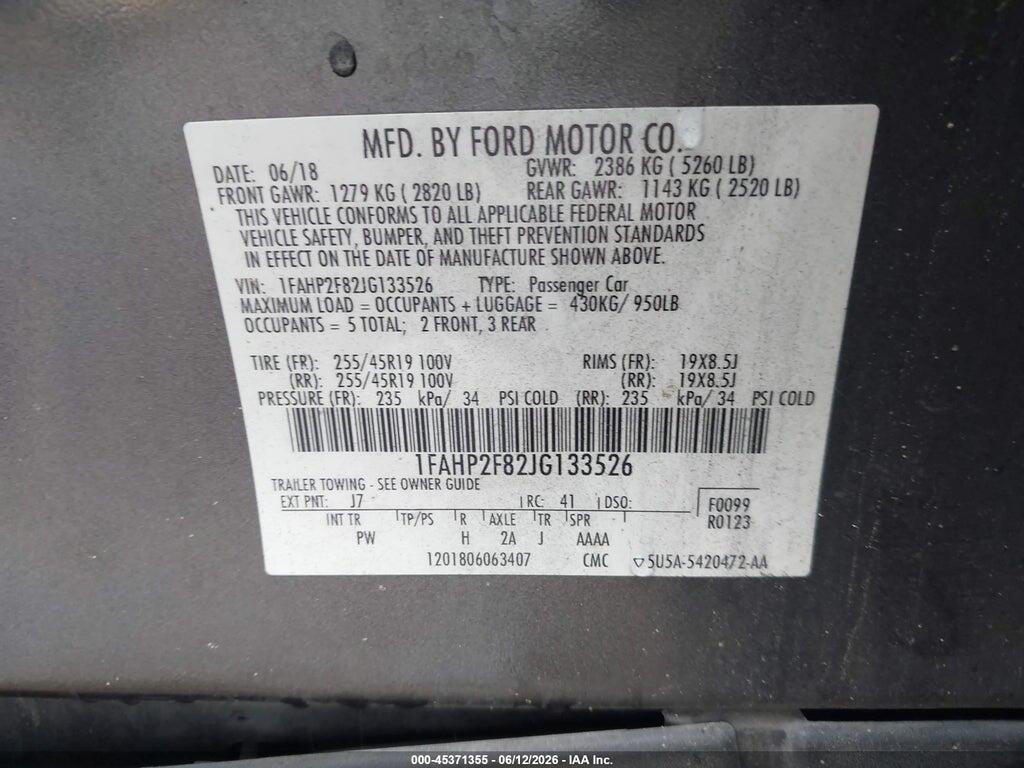 1FAHP2F82JG133526 2018 FORD TAURUS photo no. 9