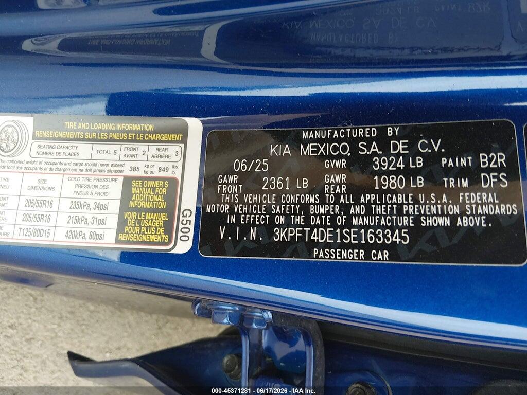 3KPFT4DE1SE163345 2025 KIA K4 photo no. 9