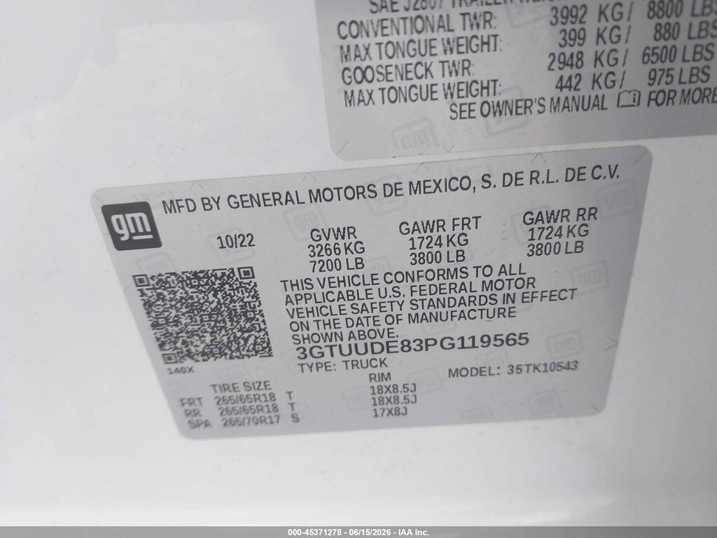 3GTUUDE83PG119565 2023 GMC SIERRA 1500 photo no. 9