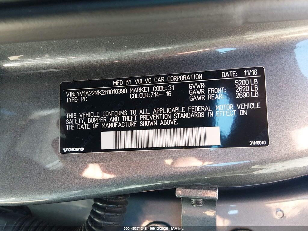YV1A22MK2H1010390 2017 VOLVO S90 photo no. 9