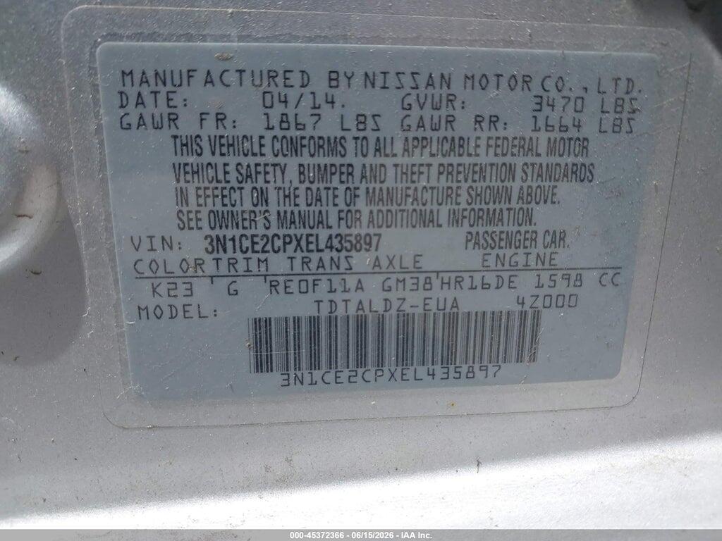 3N1CE2CPXEL435897 2014 NISSAN VERSA NOTE photo no. 9