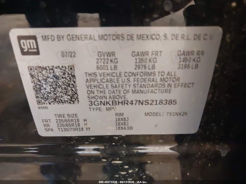 3GNKBHR47NS218385 2022 CHEVROLET BLAZER photo no. 9