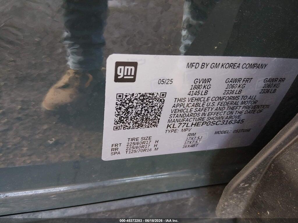 KL77LHEP0SC316345 2025 CHEVROLET TRAX photo no. 9