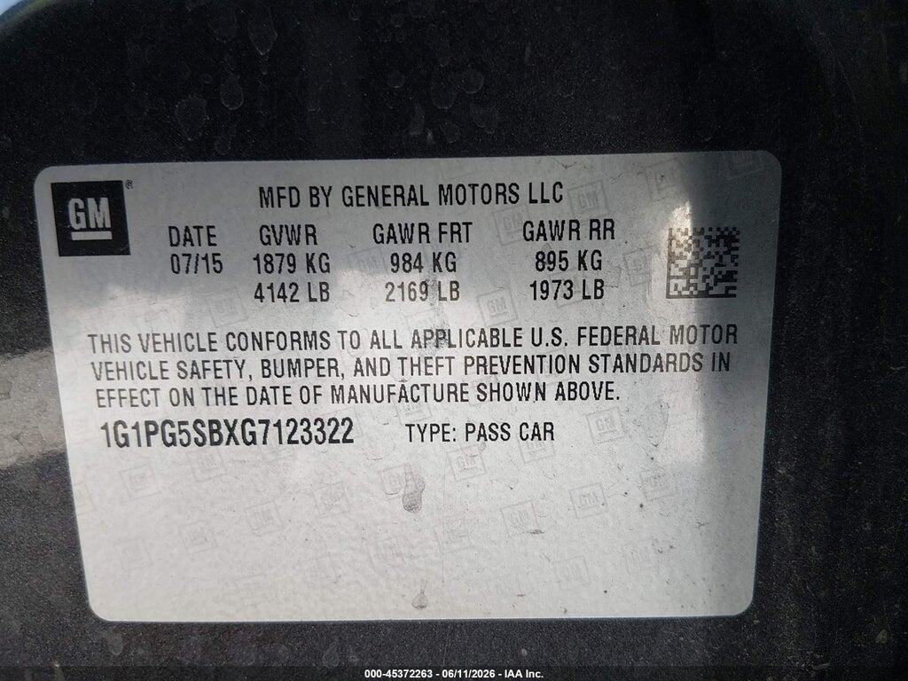 1G1PG5SBXG7123322 2016 CHEVROLET CRUZE LIMITED photo no. 9