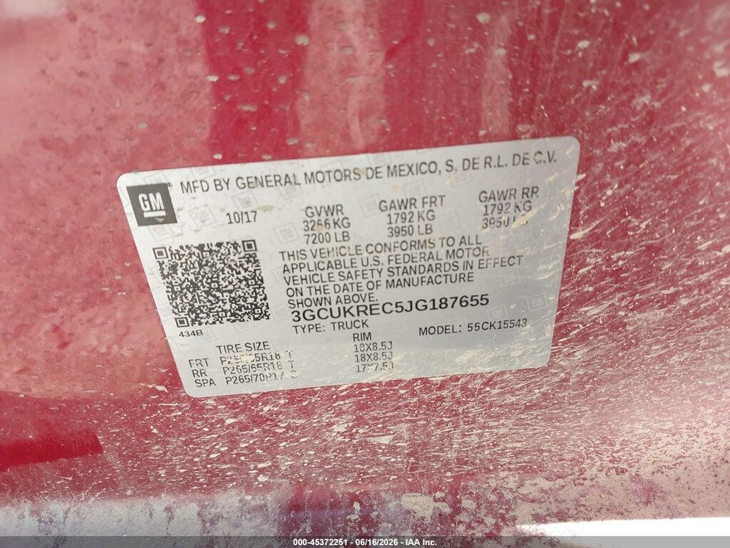 3GCUKREC5JG187655 2018 CHEVROLET SILVERADO 1500 photo no. 9