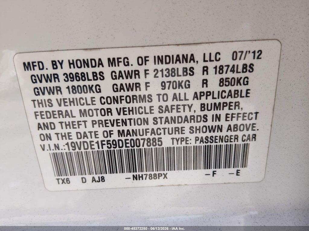 19VDE1F59DE007885 2013 ACURA ILX photo no. 9