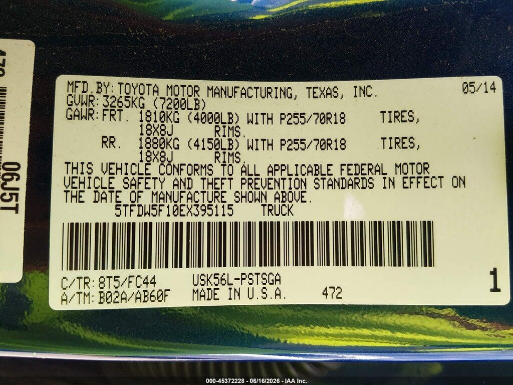 5TFDW5F10EX395115 2014 TOYOTA TUNDRA photo no. 9