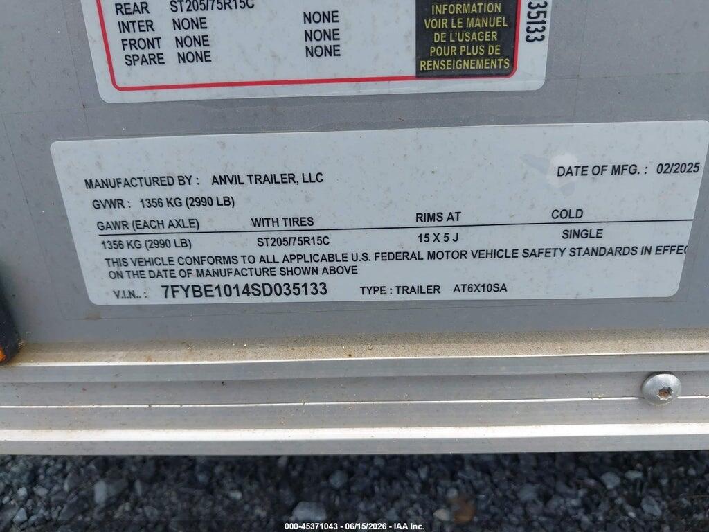7FYBE1014SD035133 2025 UTILITY TRAILER photo no. 9