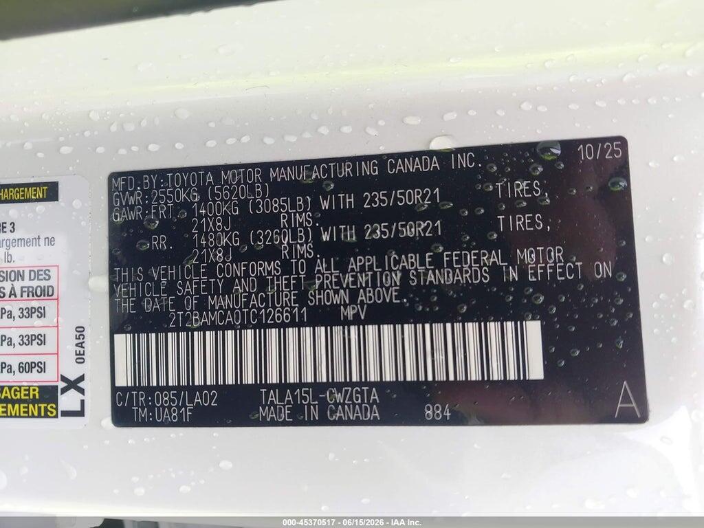 2T2BAMCA0TC126611 2026 LEXUS RX 350 photo no. 9