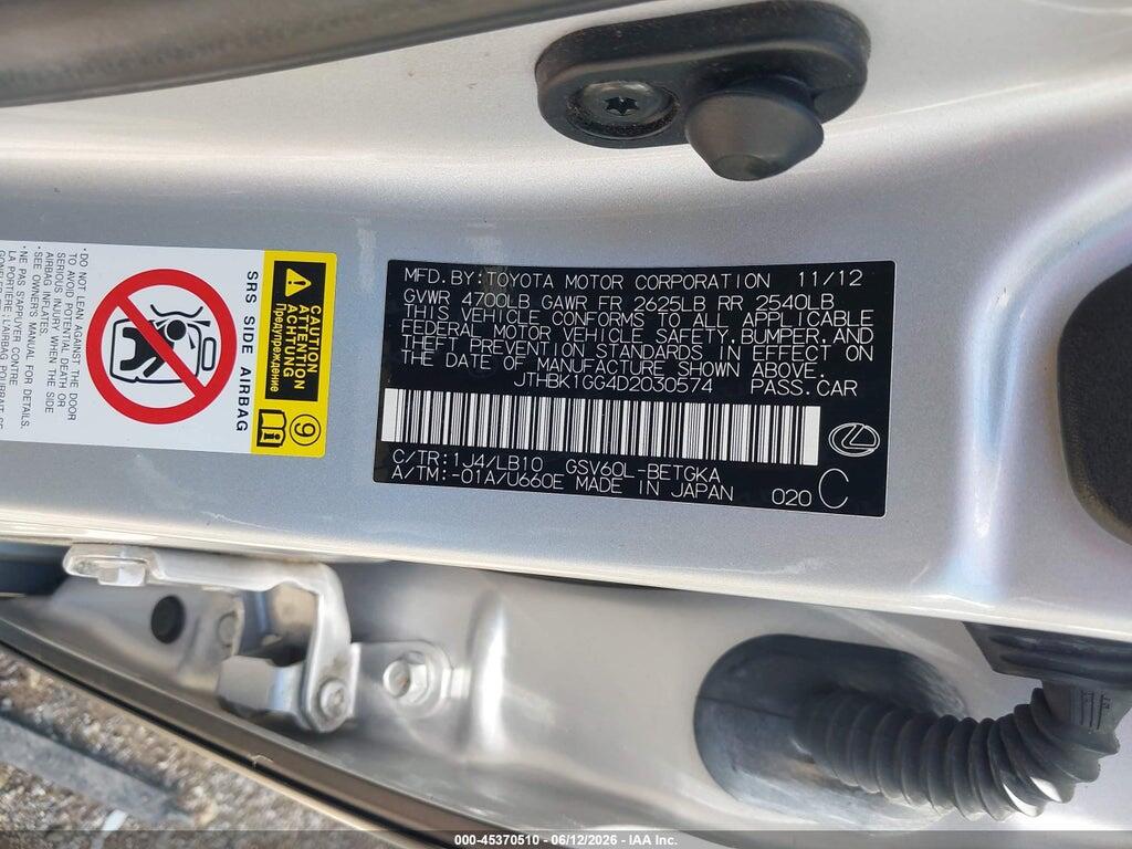 JTHBK1GG4D2030574 2013 LEXUS ES 350 photo no. 9