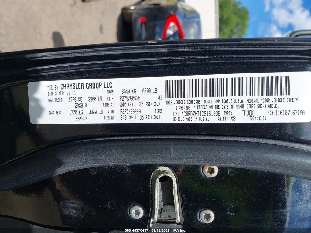 1C6RD7HT1CS161038 2012 RAM 1500 photo no. 9