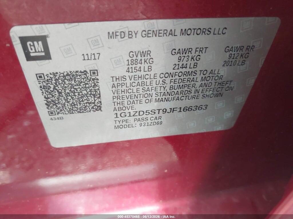 1G1ZD5ST9JF166363 2018 CHEVROLET MALIBU photo no. 9