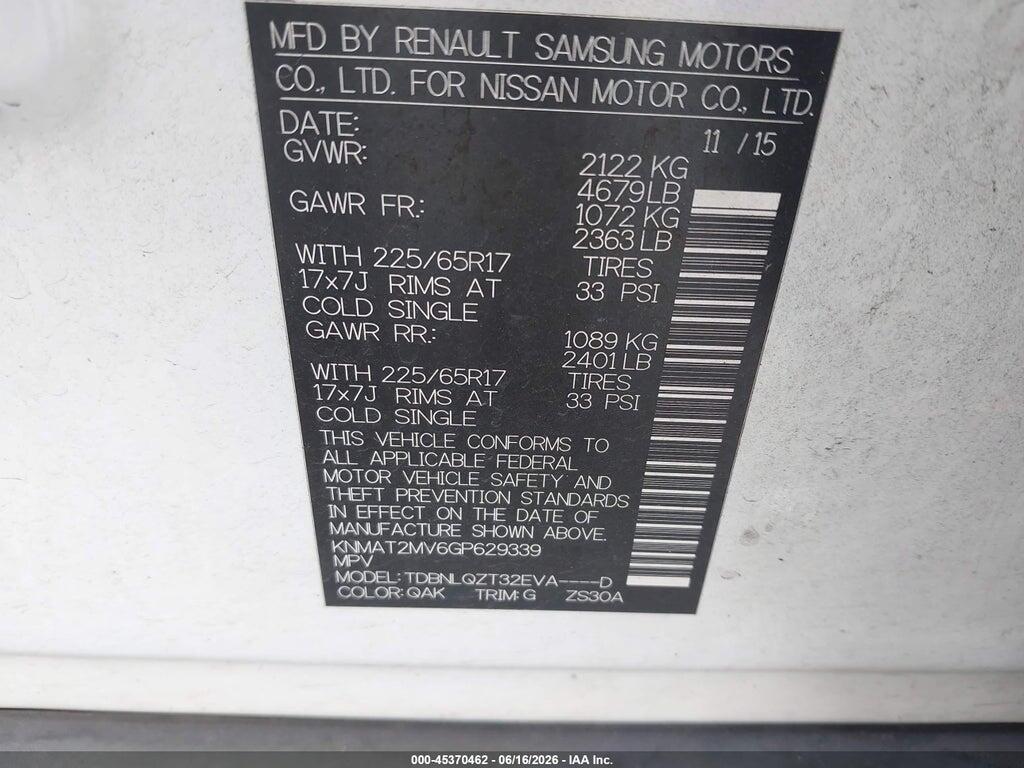 KNMAT2MV6GP629339 2016 NISSAN ROGUE photo no. 9