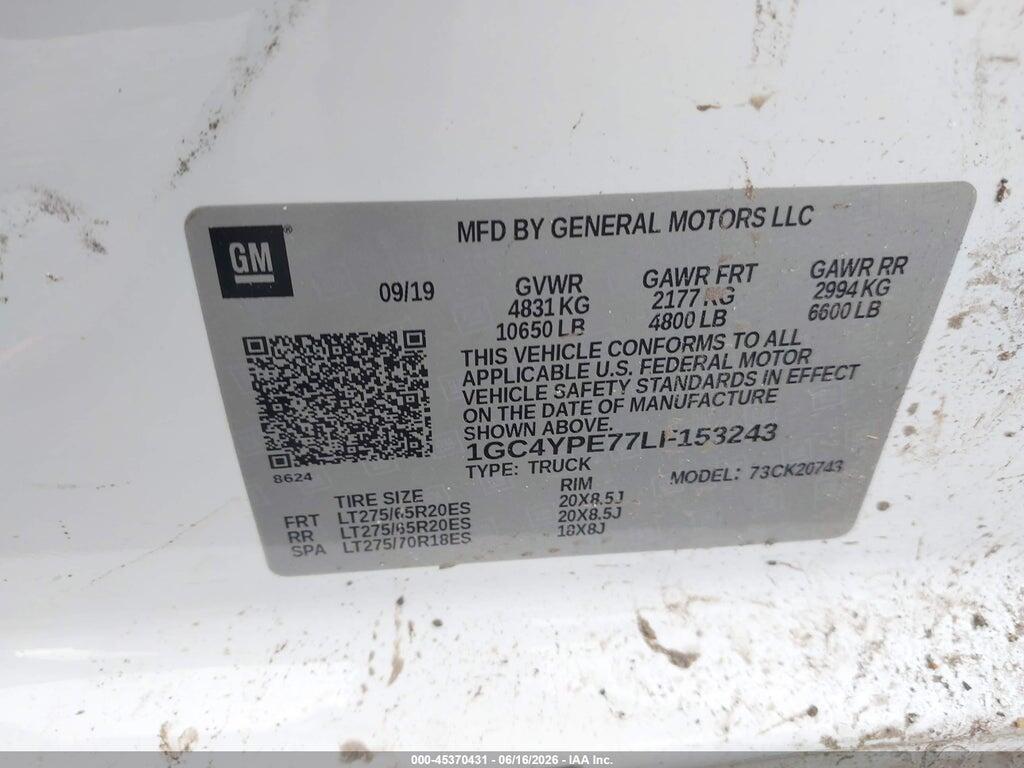 1GC4YPE77LF153243 2020 CHEVROLET SILVERADO 2500HD photo no. 8