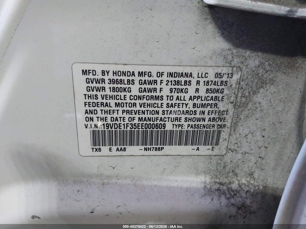 19VDE1F35EE000609 2014 ACURA ILX photo no. 9