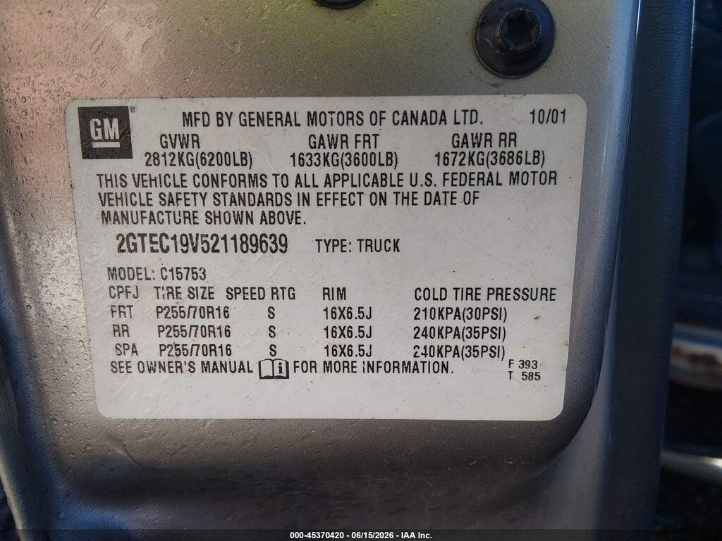 2GTEC19V521189639 2002 GMC SIERRA 1500 photo no. 9