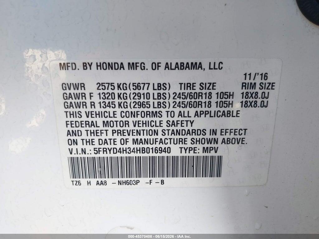 5FRYD4H34HB016940 2017 ACURA MDX photo no. 9