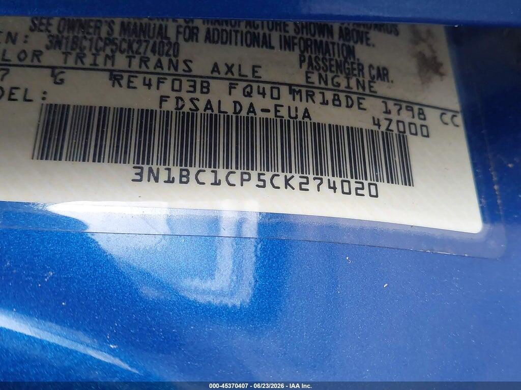 3N1BC1CP5CK274020 2012 NISSAN VERSA photo no. 9