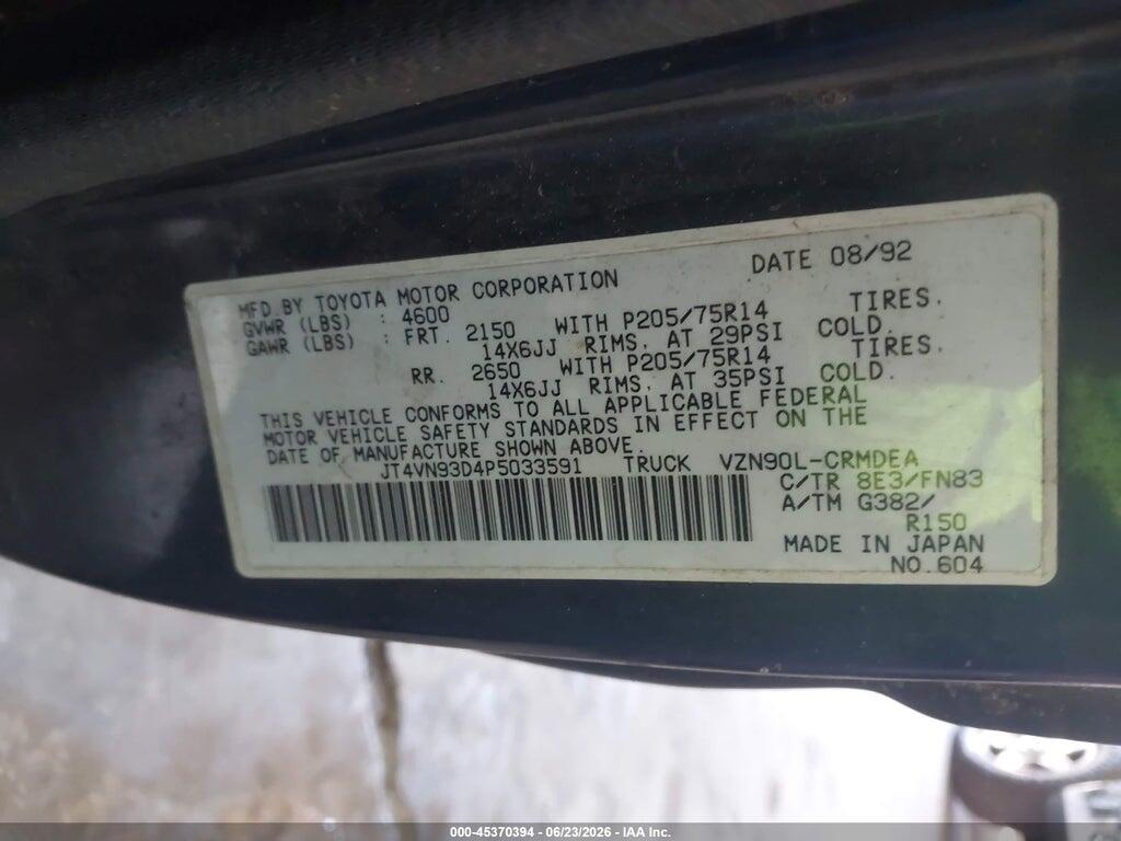 JT4VN93D4P5033591 1993 TOYOTA PICKUP photo no. 9