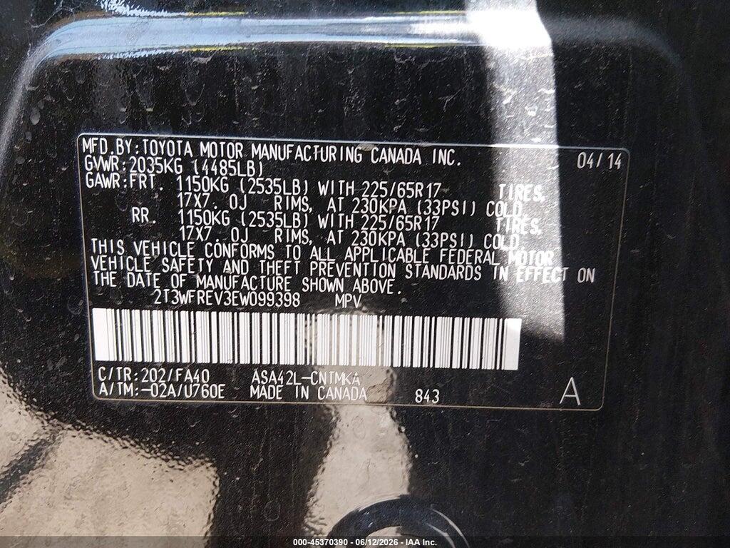2T3WFREV3EW099398 2014 TOYOTA RAV4 photo no. 9