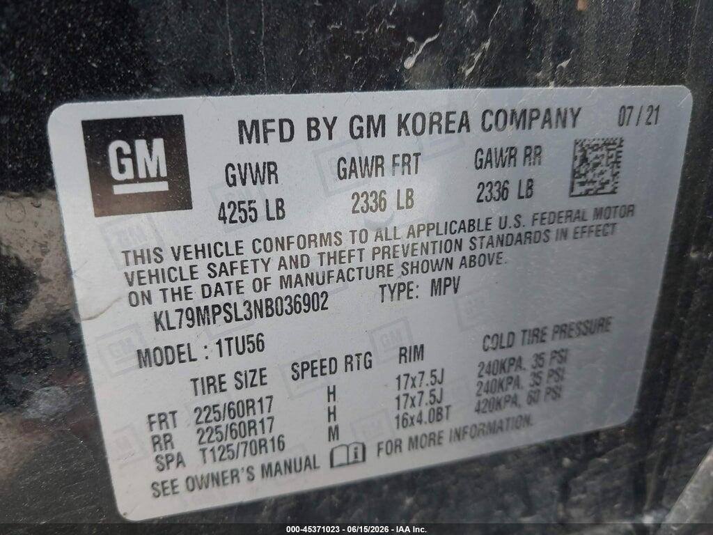 KL79MPSL3NB036902 2022 CHEVROLET TRAILBLAZER photo no. 9