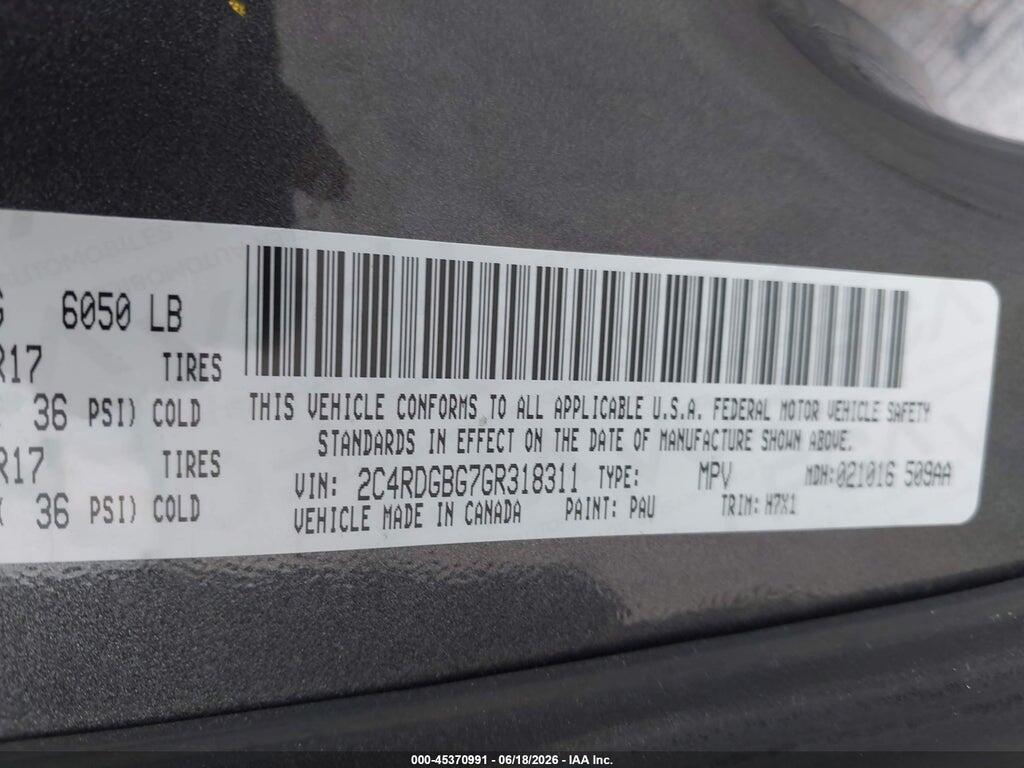 2C4RDGBG7GR318311 2016 DODGE GRAND CARAVAN photo no. 9