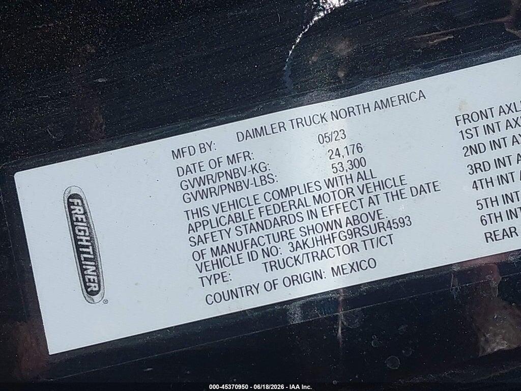 3AKJHHFG9RSUR4593 2024 FREIGHTLINER NEW CASCADIA 126 photo no. 8