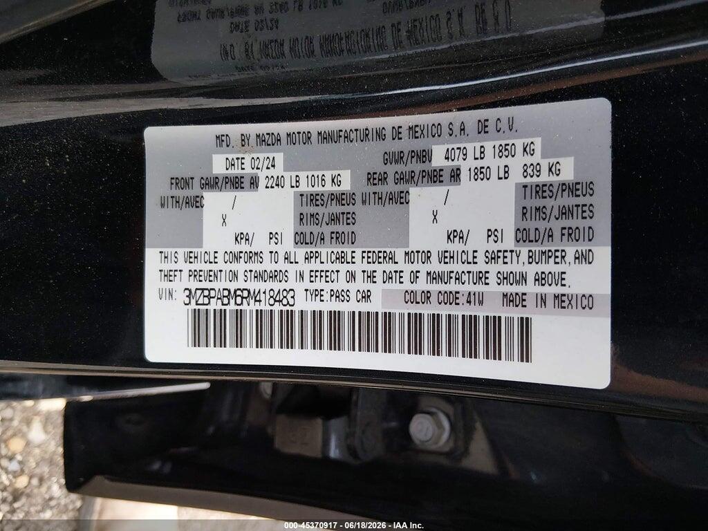 3MZBPABM6RM418483 2024 MAZDA MAZDA3 photo no. 9