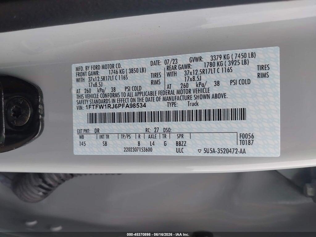 1FTFW1RJ6PFA98534 2023 FORD F-150 photo no. 9