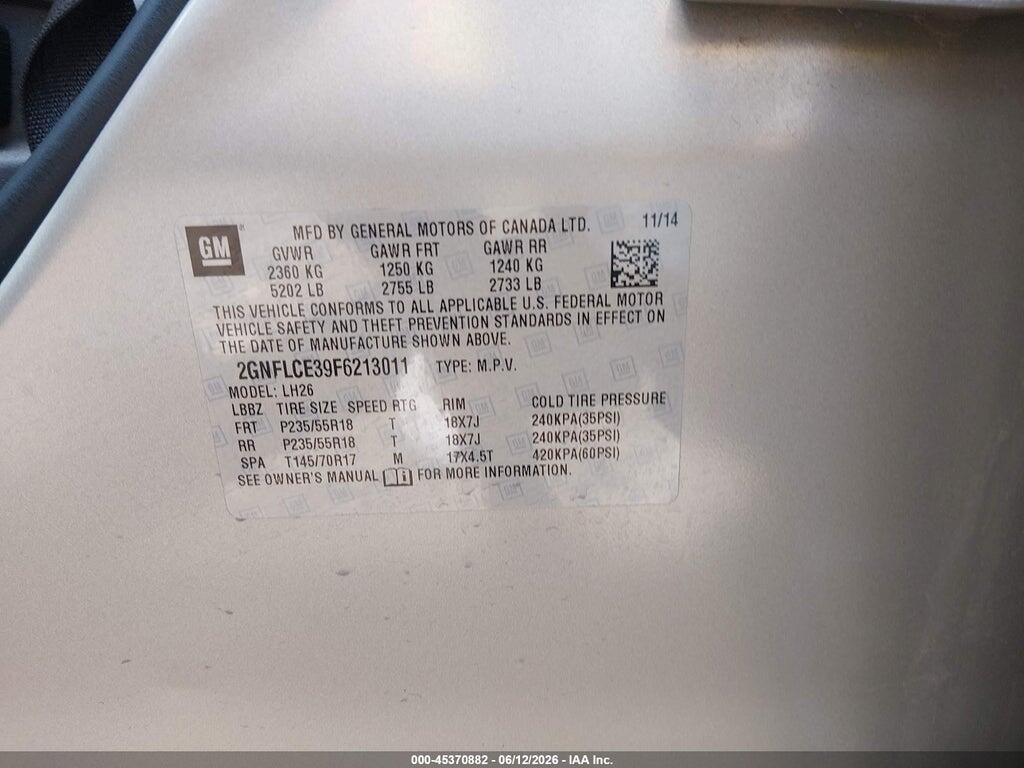 2GNFLCE39F6213011 2015 CHEVROLET EQUINOX photo no. 9