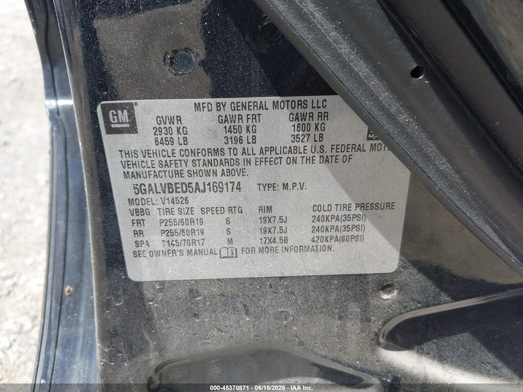 5GALVBED5AJ169174 2010 BUICK ENCLAVE photo no. 9