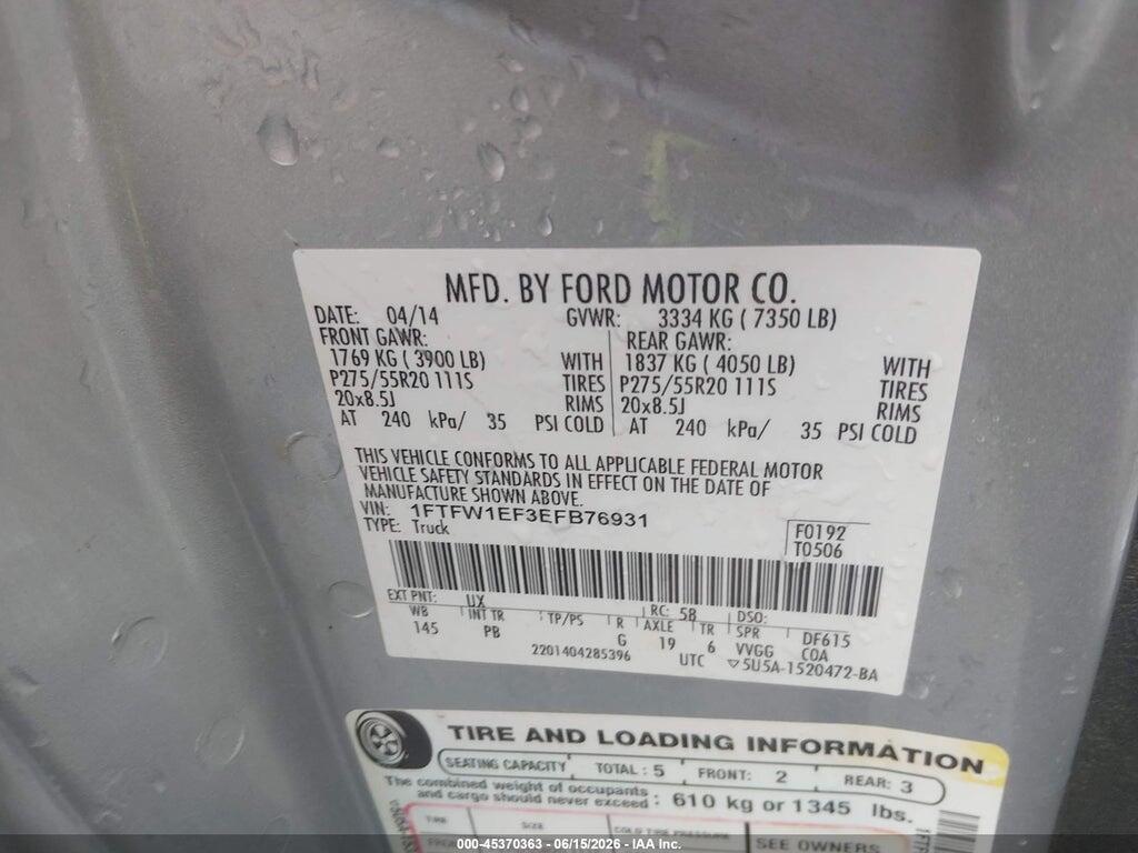 1FTFW1EF3EFB76931 2014 FORD F-150 photo no. 9