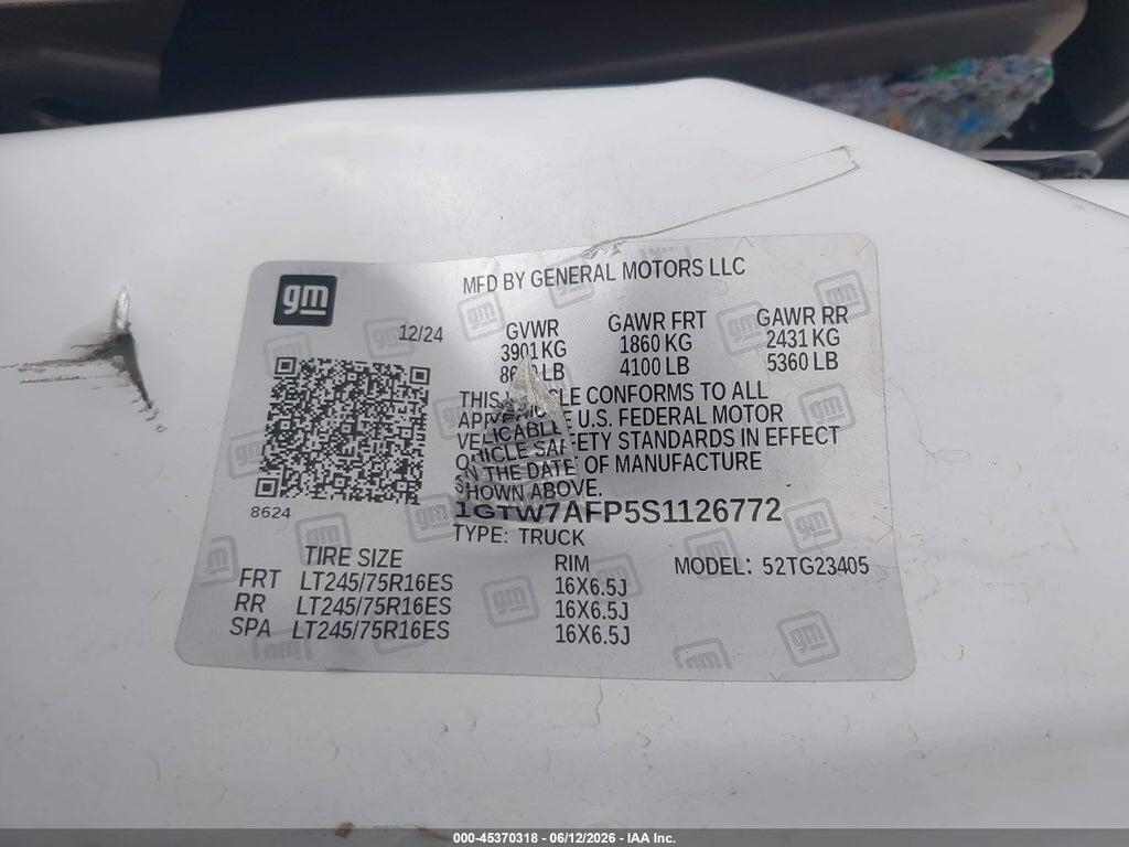 1GTW7AFP5S1126772 2025 GMC SAVANA CARGO photo no. 9
