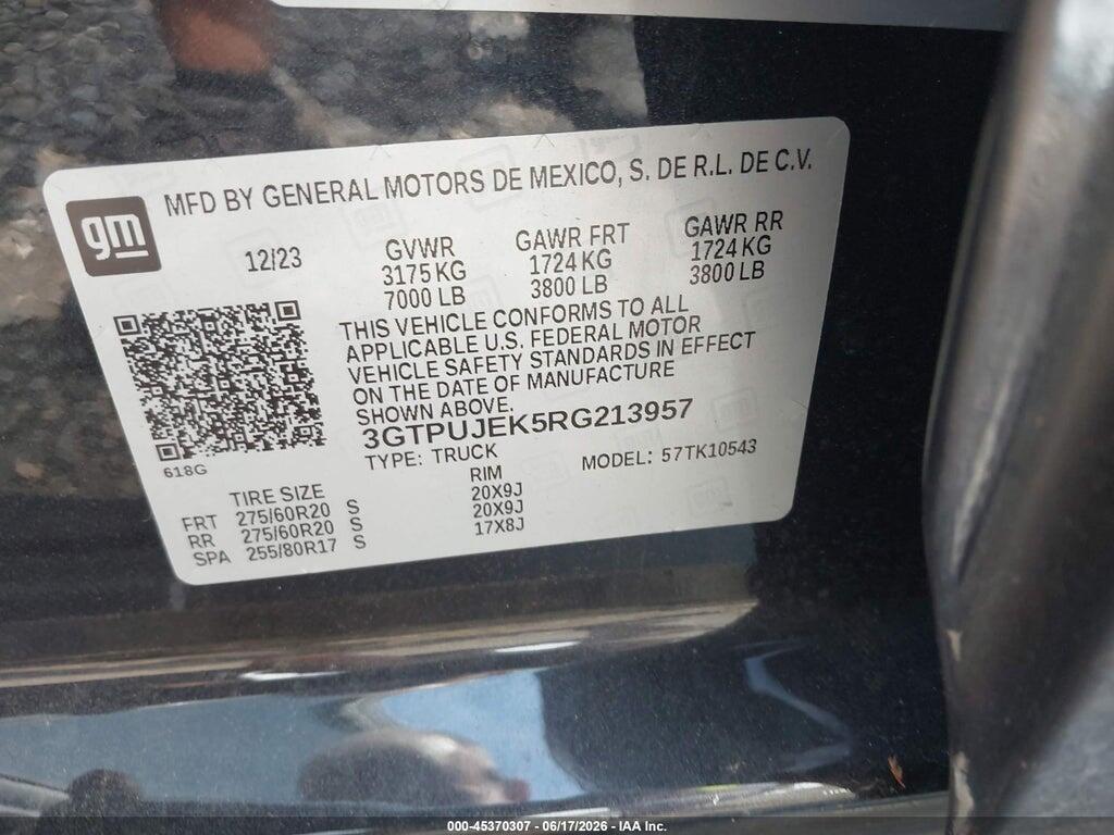 3GTPUJEK5RG213957 2024 GMC SIERRA 1500 photo no. 9
