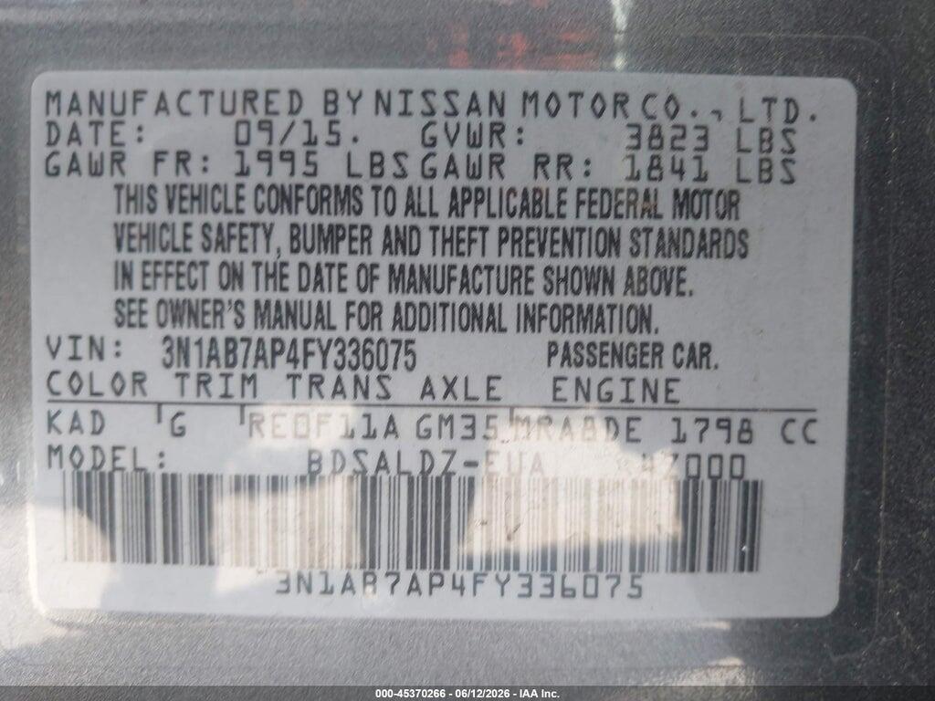 3N1AB7AP4FY336075 2015 NISSAN SENTRA photo no. 9