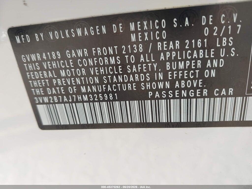 3VW2B7AJ7HM325981 2017 VOLKSWAGEN JETTA photo no. 9