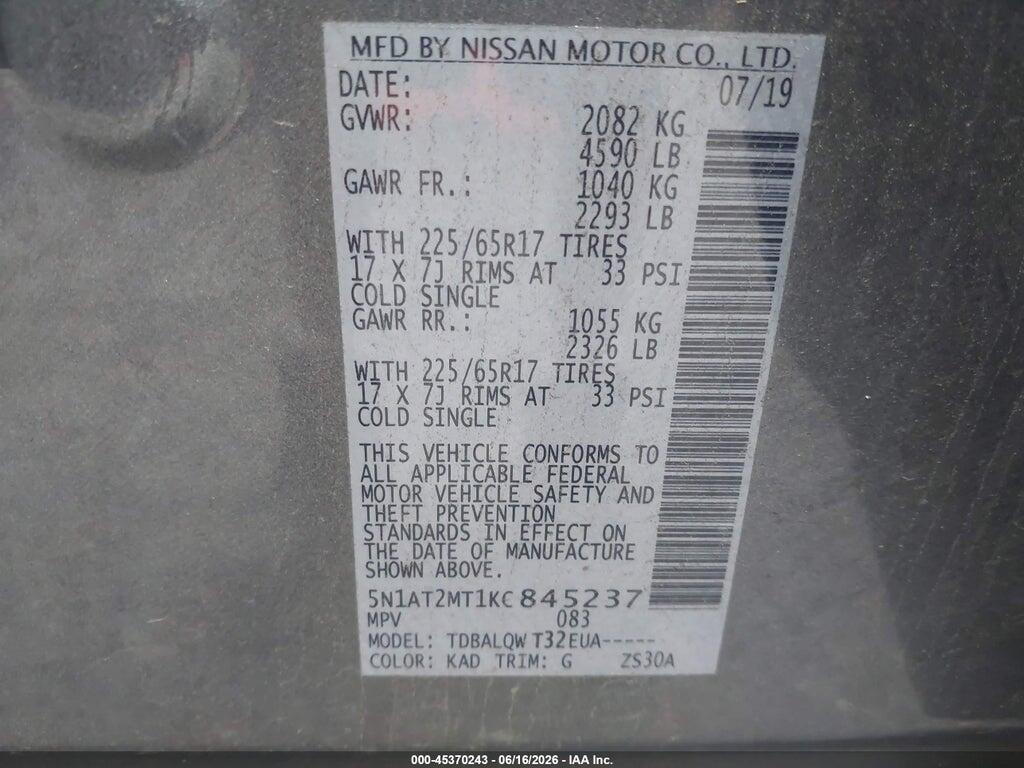 5N1AT2MT1KC845237 2019 NISSAN ROGUE photo no. 9