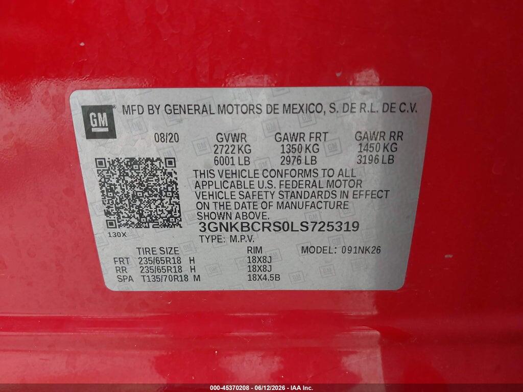3GNKBCRS0LS725319 2020 CHEVROLET BLAZER photo no. 9