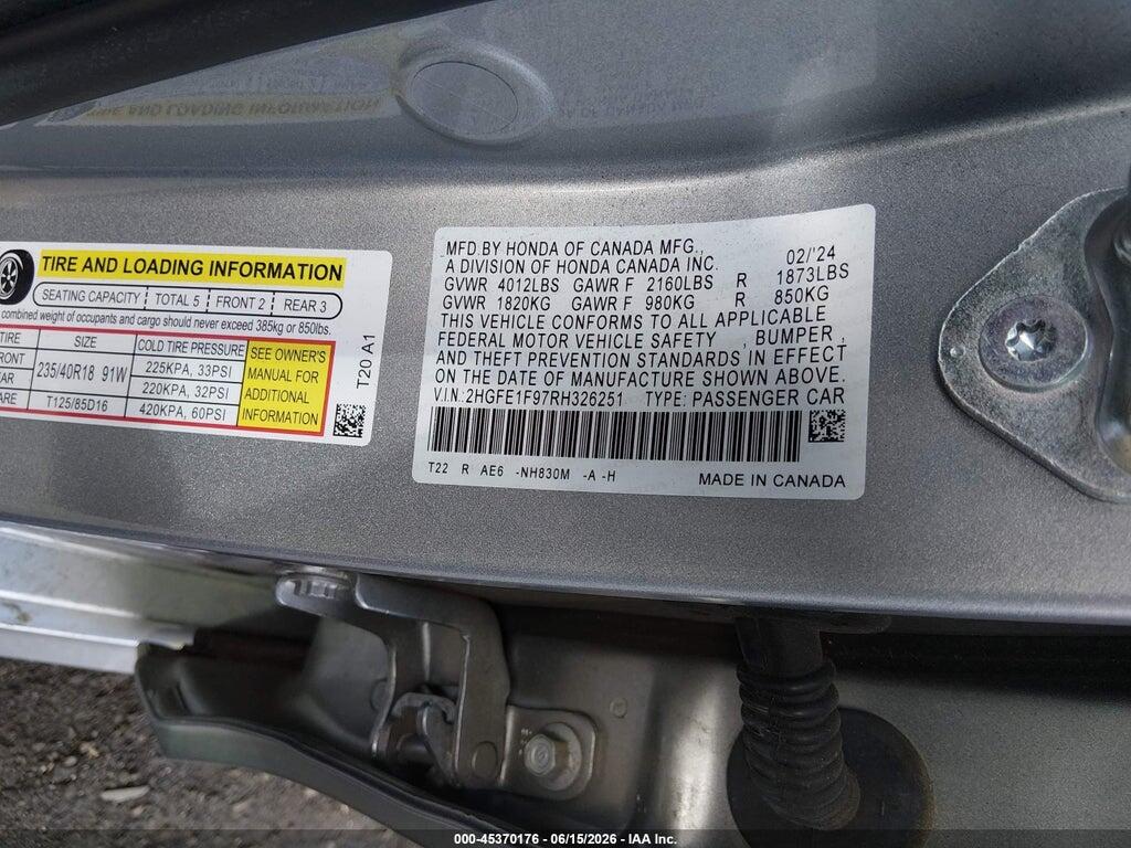 2HGFE1F97RH326251 2024 HONDA CIVIC photo no. 9
