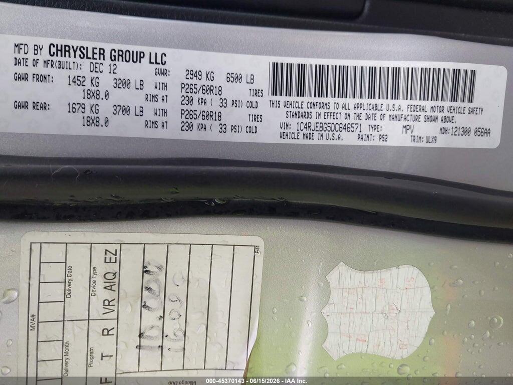1C4RJEBG5DC646571 2013 JEEP GRAND CHEROKEE photo no. 9