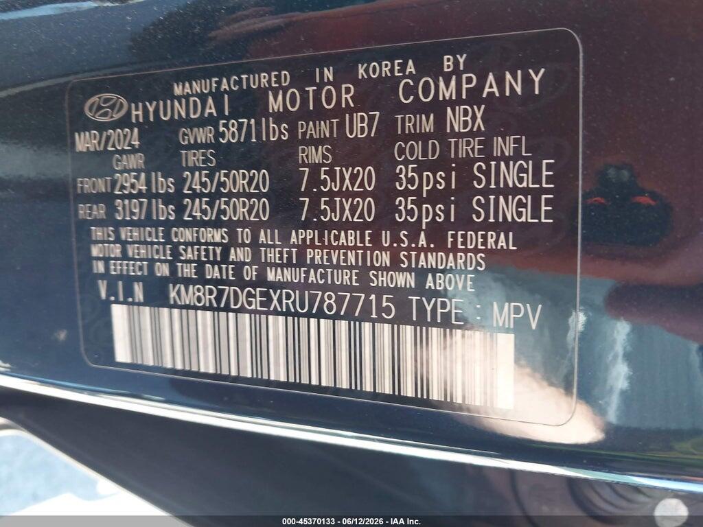 KM8R7DGEXRU787715 2024 HYUNDAI PALISADE photo no. 9